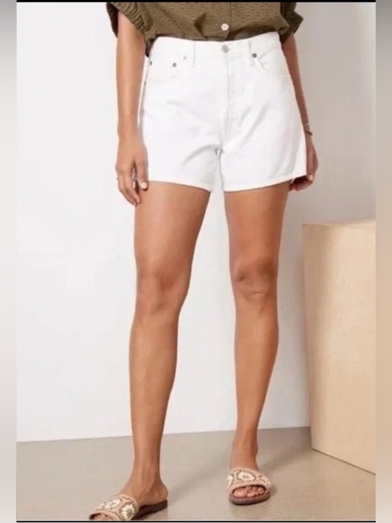 Agolde Pants - Agolde Parker Long Short White Denim High Rise Size 34